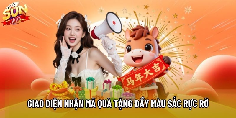 Giao diện nhận mã quà tặng đầy màu sắc rực rỡ